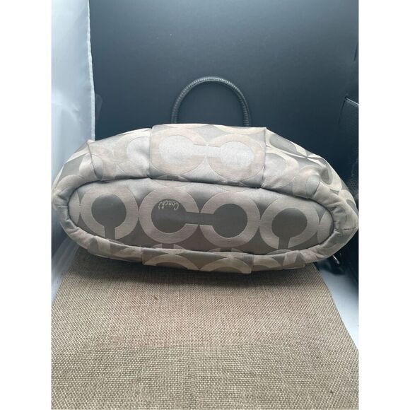 Coach Ashley Signature Satchel Khaki & Black Trim Plum Interior - Picture 12 of 12